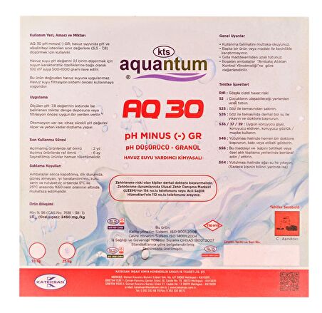 2 ADET Aquantum 25 Kg (50 KG) Toz pH Düşürücü - pH (-) Reducer